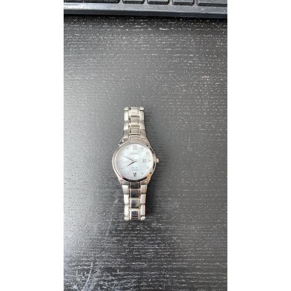 Seiko Women's Solar Mother of Pearl Dial Stainless Steel Watch - Picture 5 of 5